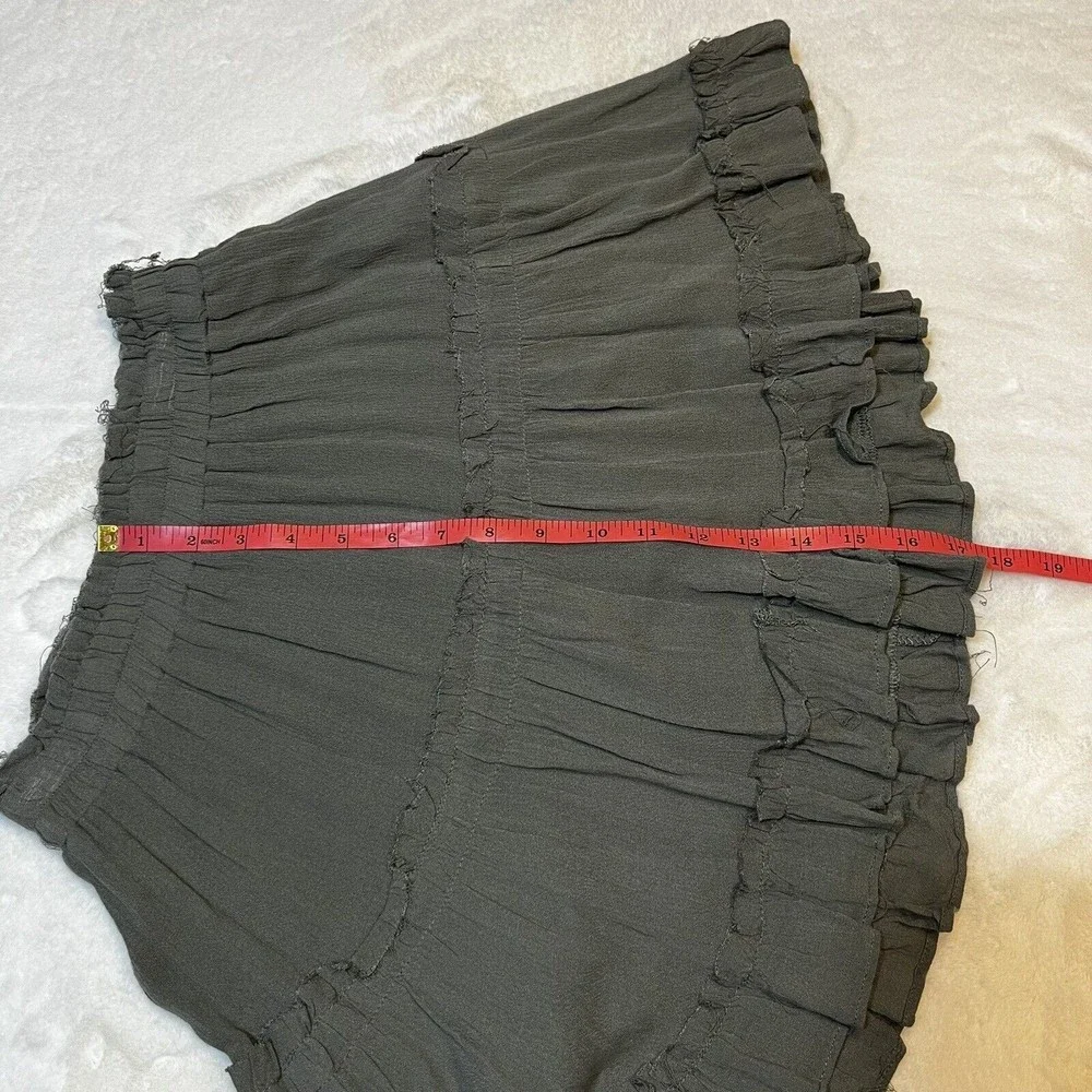 ShowPo Tiered Ruffle Skirt Pull-On Elastic Raw Hem Women’s 4 Dark Sage Green
